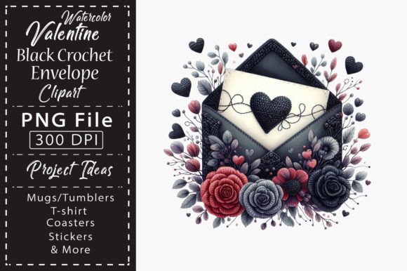 Black Valentine Crochet Envelopes