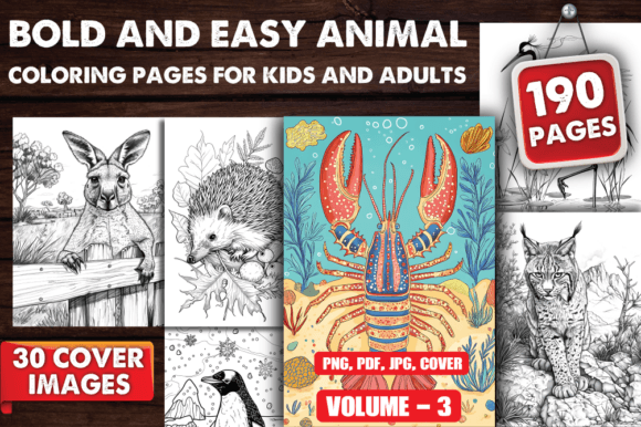Bold and Easy Animal Coloring Pages V-03: A Practical Resource for Creators and Publishers