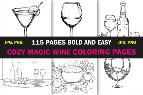 Bold and Easy Magic Wine Coloring Page: A Creative Escape for Adults