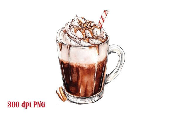 Christmas Coffees Hot Cocoa Clipart for Creative Projects
