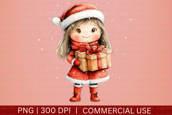 Christmas Kawaii Chibi Girl PNG Clipart for Creative Projects
