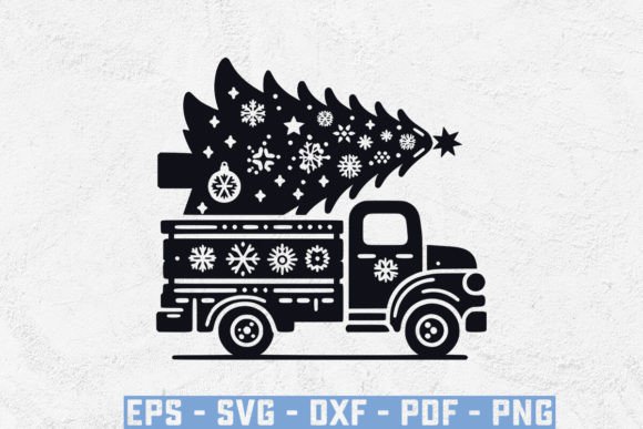 Christmas Truck and Tree Clipart SVG