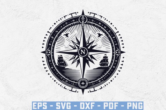 Compass with a Ship SVG & Cruise Ship SVG