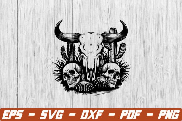 Cow Skull Cactus SVG Desert Design for Creators