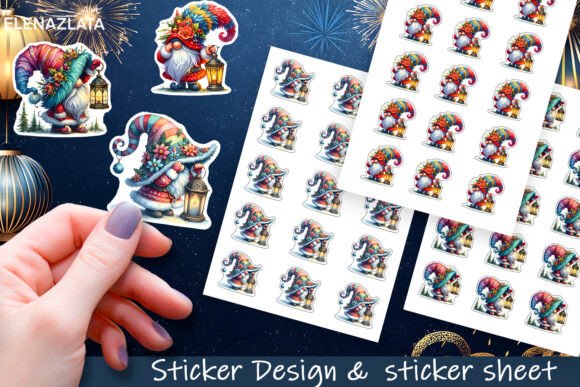 Cute Christmas Gnomes Stickers for Creative Projects
