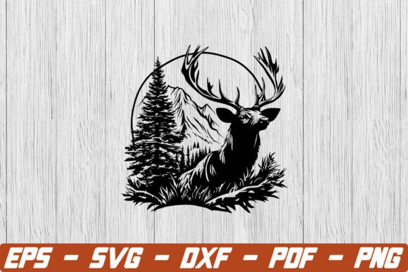 Deer with Mountain Tree SVG & Deer SVG: Merging Wildlife Art with Digital Crafting