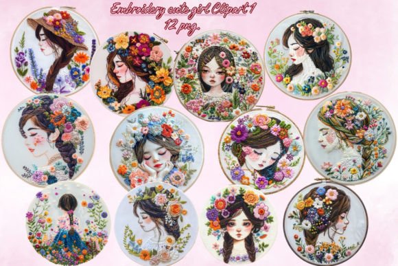 Embroidery Cute Girl Clipart1: Your Ultimate Digital Design Companion