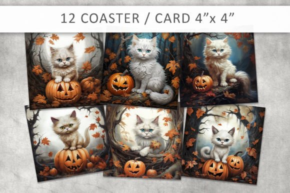 Halloween Cat Square Coaster Bundle: Practical Sublimation Designs for Crafters and Small Business Owners