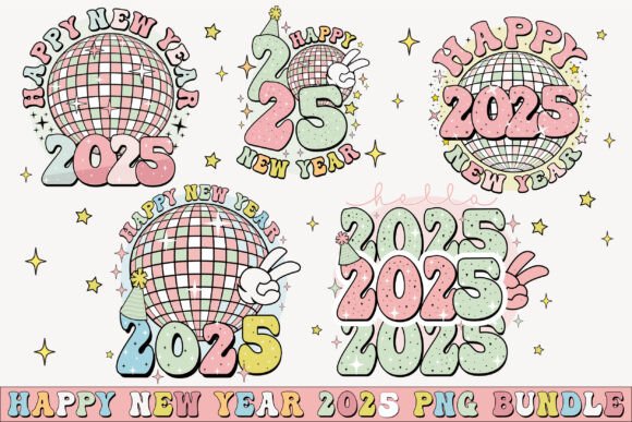 Happy New Year 2025 PNG Bundle – Designs for Every Creative Project