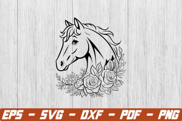 Horse Face with Flowers SVG, Animal SVG