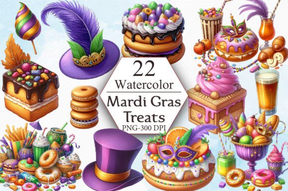 Mardi Gras Fat Tuesday Treats Clipart for Creative Projects