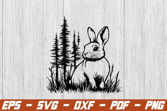 Rabbit With Trees and Grass SVG: A Versatile Bunny Graphic for Creative Projects