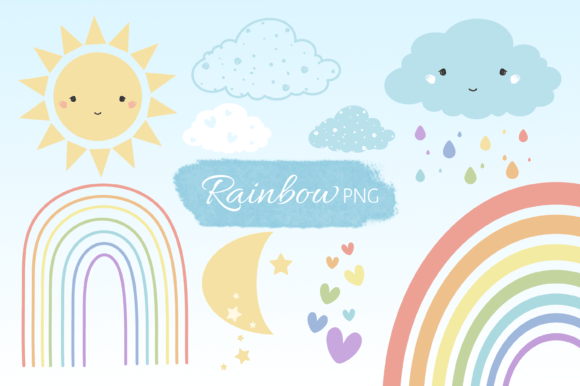 Rainbow and Sun Illustrations for Designers