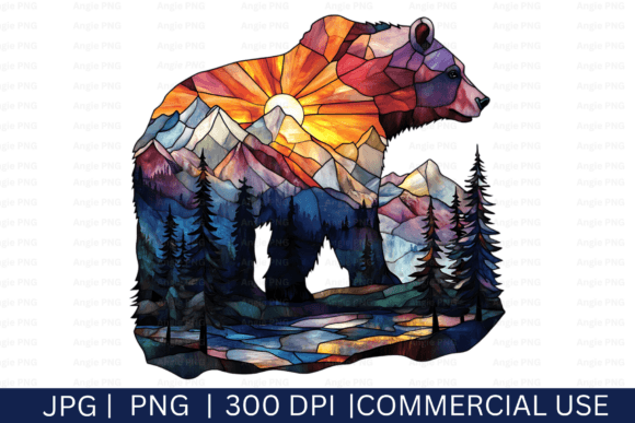 Stained Glass Bear PNG Clipart: A Creative Digital Resource