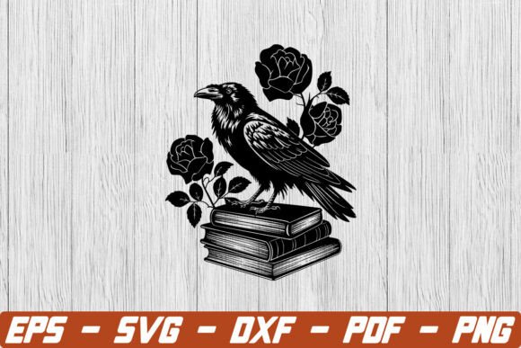 The Raven on a Stack of Books SVG: Where Mystery Meets Modern Design