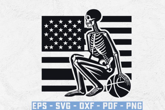 USA Flag Skeleton Basketball SVG: Creative Design Tool