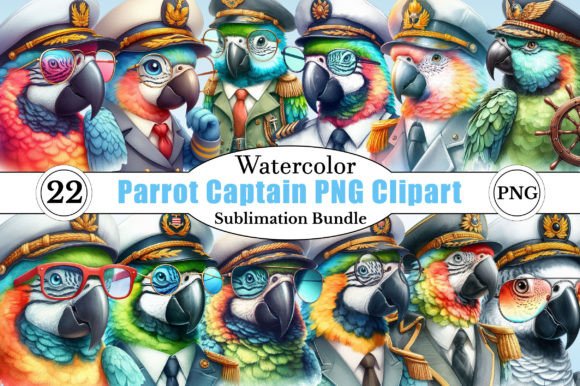 Watercolor Parrot Captain PNG Clipart: A Creative Resource for Designers and Crafters
