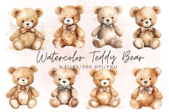 Watercolor Teddy Bear Clipart