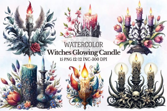 Witches Glowing Candle Clipart